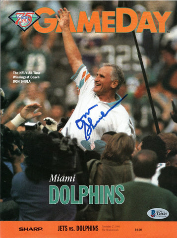 Don Shula Signed New York Jets vs. Miami Dolphins Game Day 11/27/94 Beckett