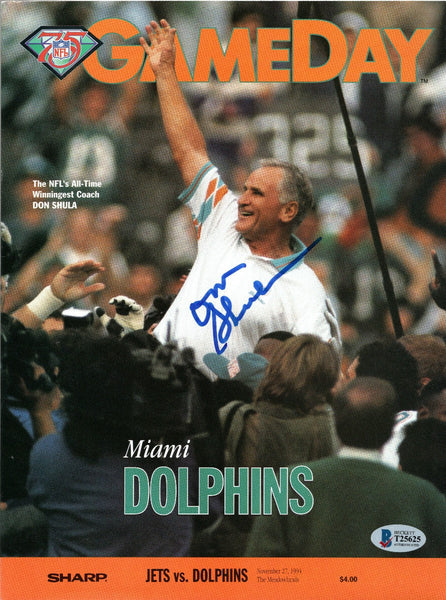 Don Shula Signed New York Jets vs. Miami Dolphins Game Day 11/27/94 Beckett