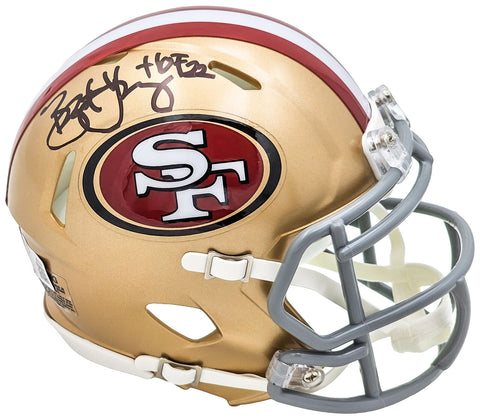 BRYANT YOUNG AUTOGRAPHED 49ERS GOLD SPEED MINI HELMET HOF 22 BECKETT 215663