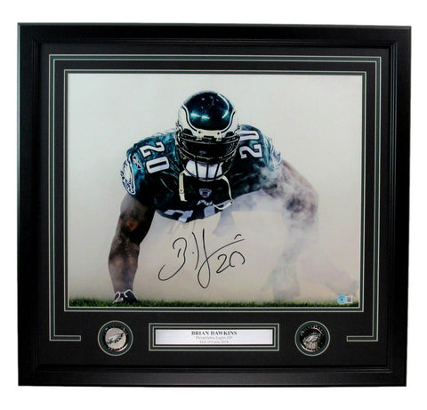 Brian Dawkins HOF Signed 16x20 Photo Philadelphia Eagles Framed Beckett 185640