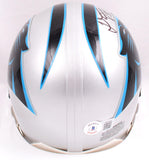 Luke Kuechly Thomas Davis Autographed Panthers Mini Helmet- Beckett W Hologram