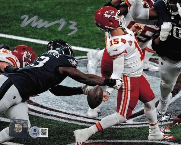 Milton Williams Autographed 8x10 Photo Eagles Sack vs. Mahomes Beckett 2W626368