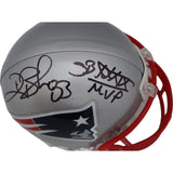 Deion Branch Autographed/Signed New England Patriots Mini Helmet Insc. FAN 46739