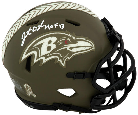 Jonathan Ogden Signed Ravens SALUTE Riddell Speed Mini Helmet w/HOF'13 -(SS COA)