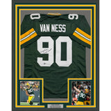 Framed Autographed/Signed Lukas Van Ness 35x39 Green Bay Green Jersey BAS COA