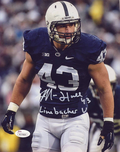 Mike Hull PSU Nittany Lions Signed In Silver Linebacker U 8x10 Photo JSA 136783