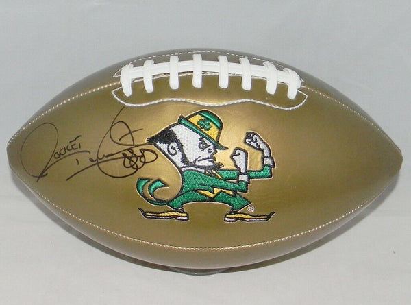 RAGHIB ROCKET ISMAIL AUTOGRAPHED SIGNED NOTRE DAME IRISH GOLD LOGO FOOTBALL JSA