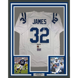 Framed Autographed/Signed Edgerrin James 33x42 Indianapolis White Jersey JSA COA