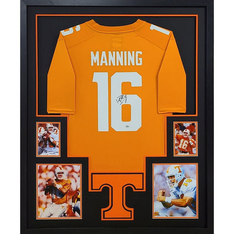 Peyton Manning Autographed Signed Framed Tennessee Black Matt Jersey PSA/DNA