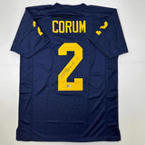 Autographed/Signed Blake Corum Michigan Blue College Jersey Beckett BAS COA