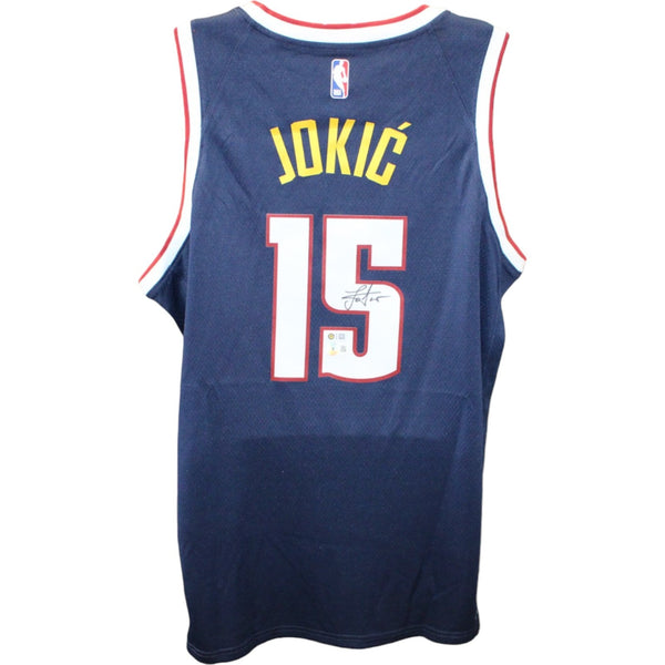 Nikola Jokic Signed Denver Nuggets Nike XL Navy Jersey Beckett 46314