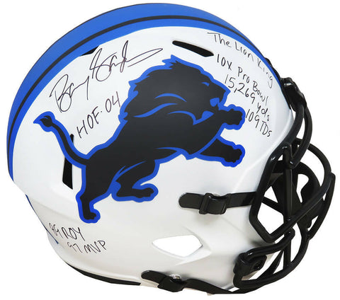 Barry Sanders Signed Lions Lunar Eclipse Riddell F/S Rep Helmet w/7-Ins - SS COA
