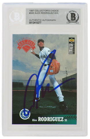 Alex Rodriguez Signed Mariners 1997 Upper Deck CC Hot List Card #332 - (Beckett)
