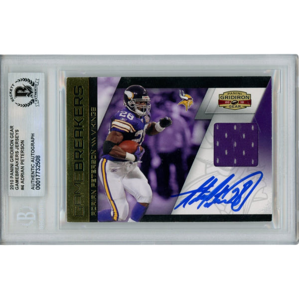 Adrian Peterson Autographed '10 Panini Gear /250 Trading Card Beckett 49826