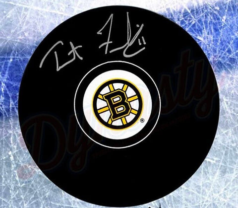 Trent Frederic Autographed Signed Boston Bruins Logo Puck JSA PSA