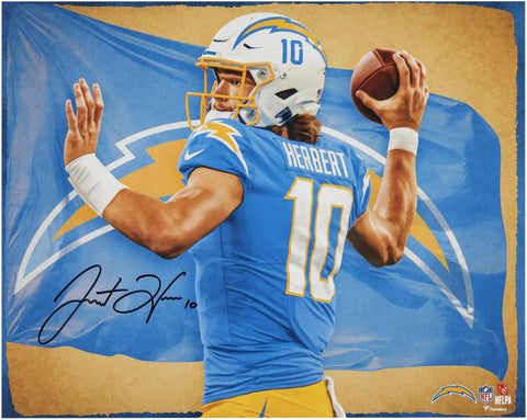Justin Herbert Los Angeles Chargers Signed 16x20 Photo - Art by Brian Konnick