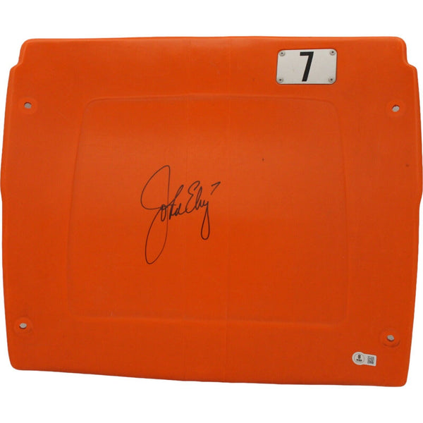 John Elway Autographed/Signed Denver Broncos Seat Back Beckett 46347