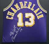 Lakers Wilt Chamberlain Autographed Framed Jersey PSA/DNA & Beckett AE20862