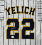 CHRISTIAN YELICH Signed Custom Replica Pinstripe Brewers Jersey AUTO - BAS