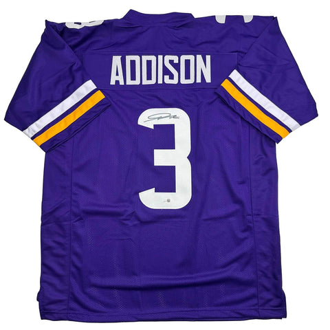 Autographed/Signed Jordan Addison Minnesota Purple Football Jersey JSA COA