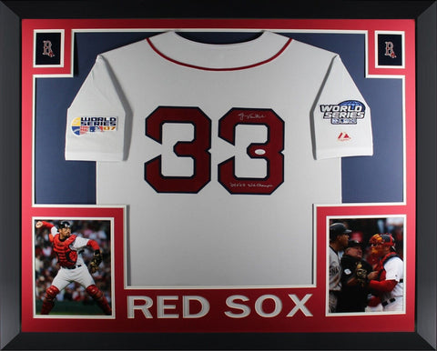 Jason Varitek Autographed Boston Red Sox 2004 07 World Series Framed Jersey JSA