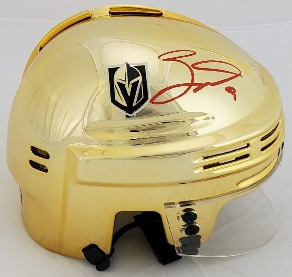 Autographed Jack Eichel Vegas Golden Knights Gold Chrome Mini Helmet