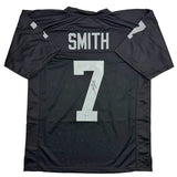 Autographed/Signed Geno Smith Oakland Black Football Jersey Beckett BAS COA