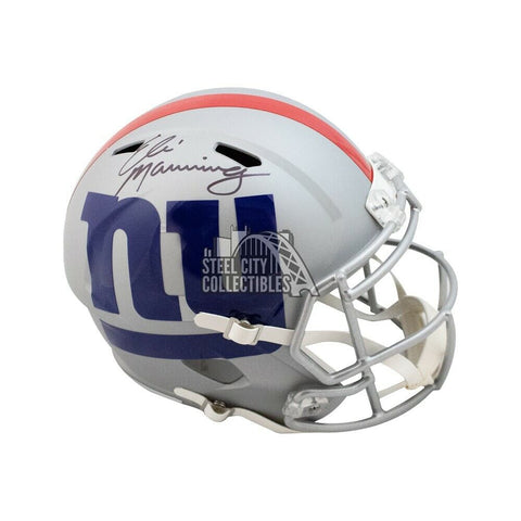 Eli Manning Autographed Giants AMP Replica Full-Size Football Helmet - Fanatics