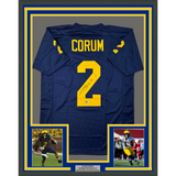 Framed Autographed/Signed Blake Corum 33x42 Michigan Blue College Jersey BAS COA