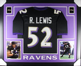Ray Lewis Autographed/Signed Pro Style Black XL Framed Jersey Beckett 51226