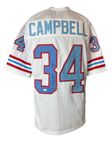 Earl Campbell Houston Signed White Football Jersey HOF 91 Tristar