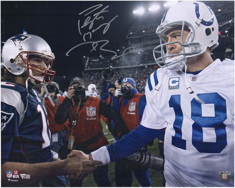 Peyton Manning & Tom Brady Signed 16" x 20" Colts vs. Patriots Handshake Photo