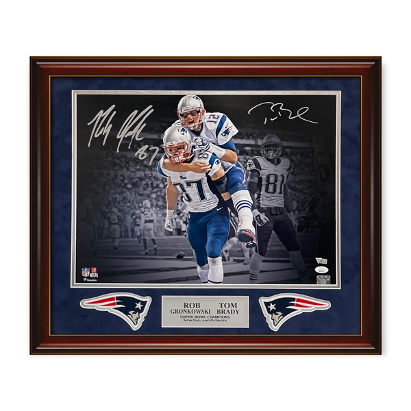 Tom Brady & Rob Gronkowski Autographed Photograph Framed To 23x27 Fanatics JSA