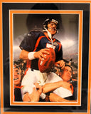 John Elway Signed Dark Blue Jersey in Deluxe Frame 39.5"x33.5" Beckett COA