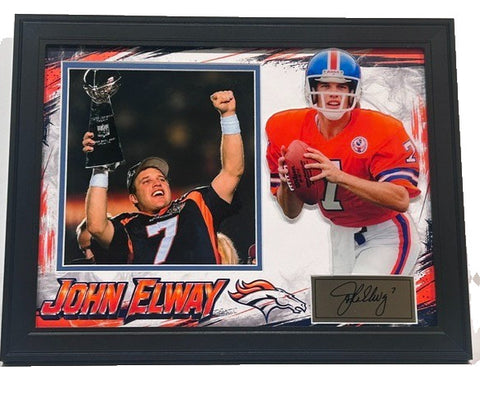 John Elway Denver Broncos Laser Autographed 18x14 Framed Photo Collage