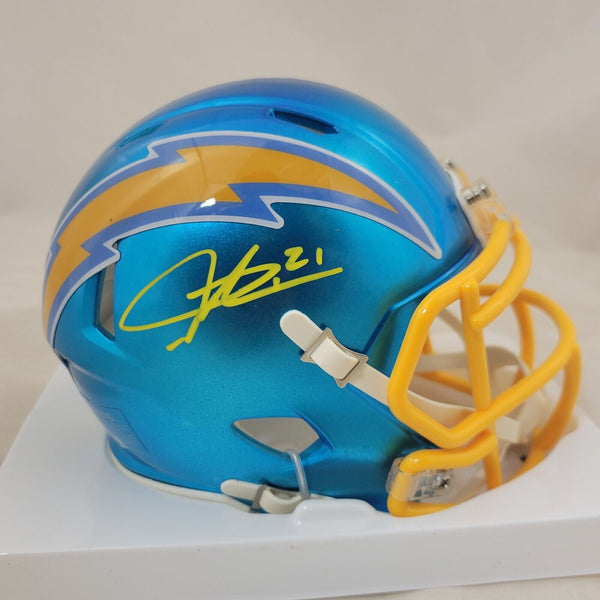 LADAINIAN TOMLINSON SIGNED CHARGERS FLASH SPEED MINI HELMET BECKETT QR