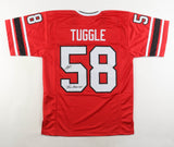 Jessie Tuggle Signed Atlanta Falcons Red Jersey Inscribed "The Hammer" (JSA COA)