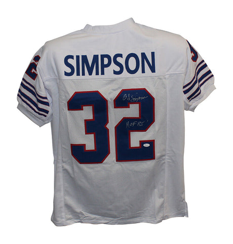 O.J. Simpson Autographed/Signed Pro Style White XL Jersey HOF JSA 26421
