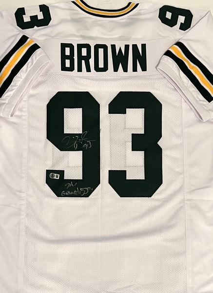 Packers GILBERT BROWN Signed Custom Replica White Jersey AUTO w/ Gravedigger BAS