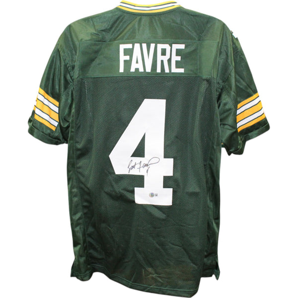 Brett Favre Autographed/Signed XL Pro Style Green Jersey Beckett Witness 49211