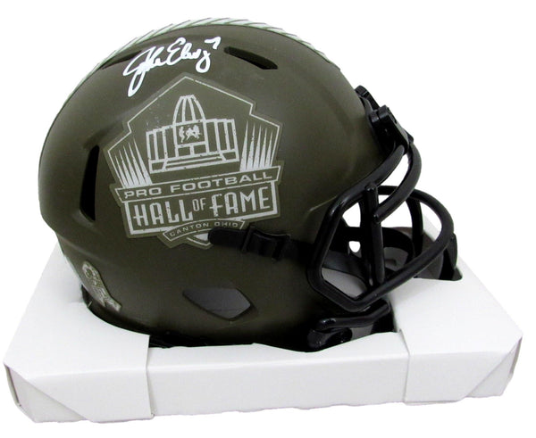 John Elway HOF Signed HOF Salute to Service Mini Helmet Broncos Beckett 200053