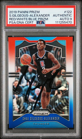 Shai Gilgeous-Alexander Signed 2019 Panini Prizm RW&B #122 Card Auto 9! PSA Slab