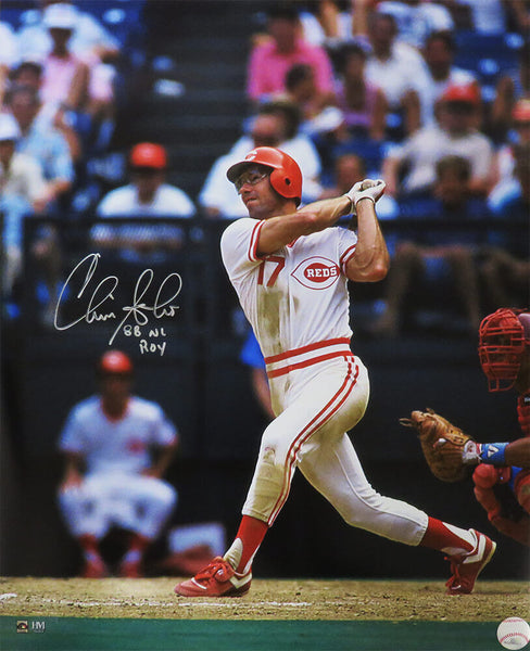 Chris Sabo Signed Reds Swinging Action 16x20 Photo w/88 NL ROY - (SCHWARTZ COA)