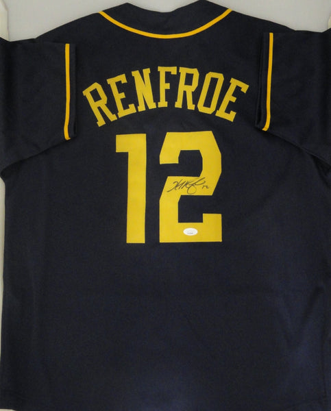Brewers Outfielder HUNTER RENFROE Custom Replica Milw Blue Jersey AUTO - JSA