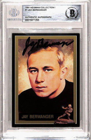 Jay Berwanger Autographed/SIgned Heisman #1 Trading Card Slab Beckett 43308