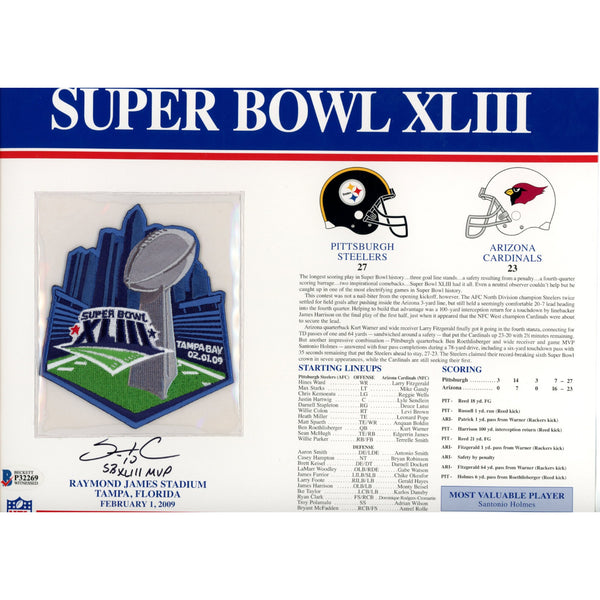 Santonio Holmes Signed Pittsburgh Steelers SB XLLIII Patch Card Beckett 55133