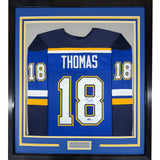 Framed Autographed/Signed Robert Thomas 35x39 St. Louis Blue Jersey BAS COA
