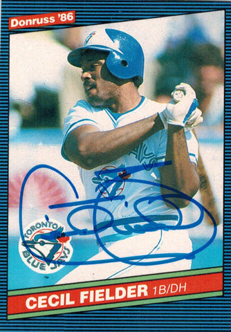 Tigers CECIL FIELDER Autographed Blue Jays 1986 Donruss RC Card #512-SCHWARTZ