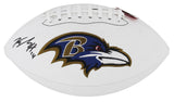 Ravens Kyle Hamilton Signed Rawlings White Panel Logo Football BAS Witnessed