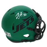 Breece Hall Autographed New York Jets RAVE Speed Mini Helmet Beckett Witnessed
